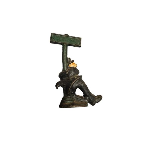 Vintage Cast Iron Bottle Opener Drunk Man Leaning on Sign Post 3 3/4 - Picture 3 of 5